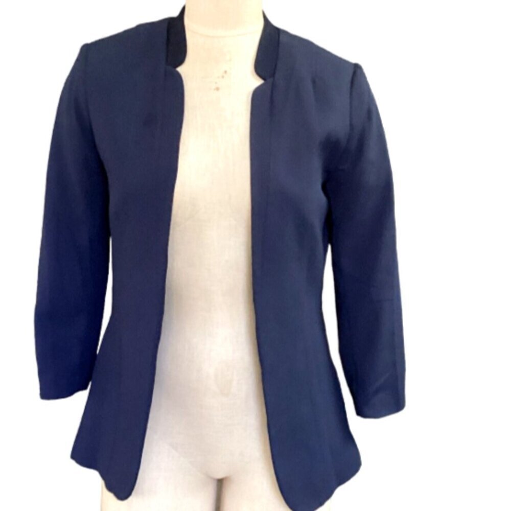 H&M Navy Blue Blazer Sz 8 Lined #149Q‎
